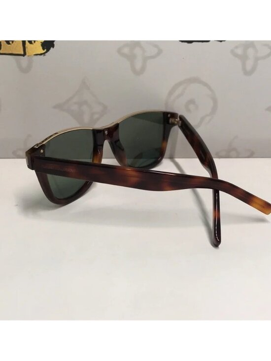 Saint Laurent Tortoise Shell Sunglasses with Green Lenses SL 51 CUT 002 main image 7